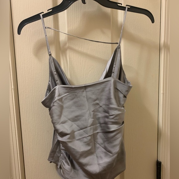 NWT Silk-like silver cowl neck spaghetti strap with strap across - Picture 3 of 4